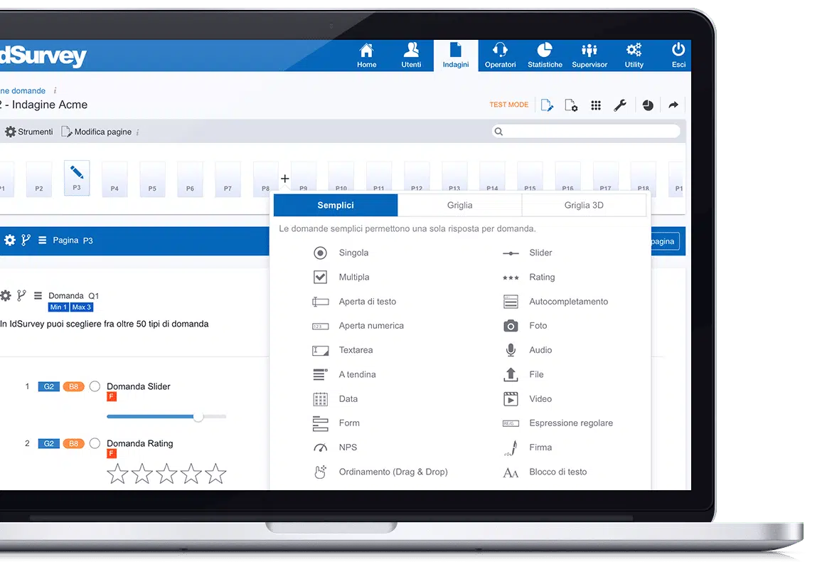 schermata del survey software idsurvey con cui puoi creare un sondaggio online facilmente