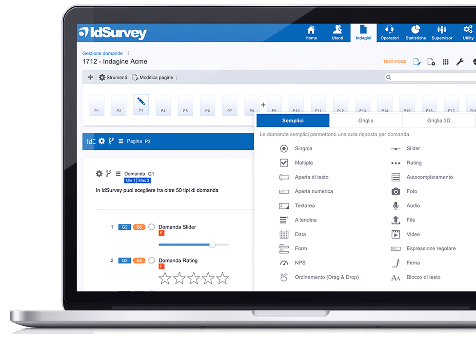 Schermata di idsurvey, il software ideale per condurre una survey aziendale, fare ricerche di mercato e indagini statistiche